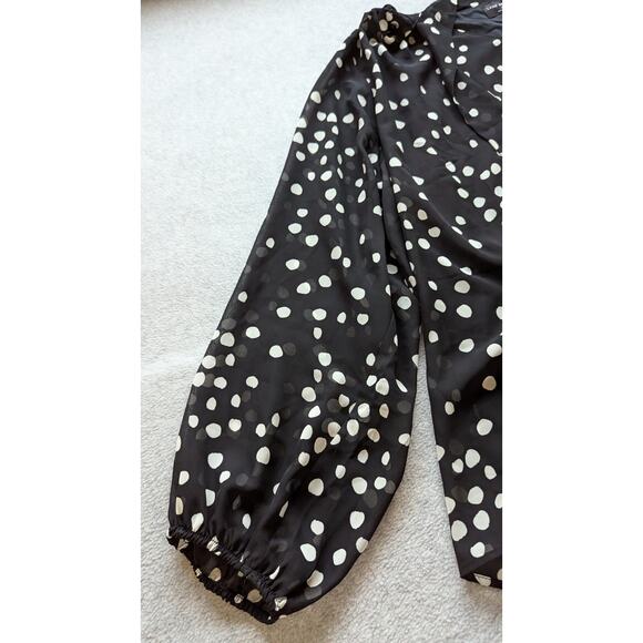 Lane Bryant Women Top Size‎ 20 NWT Tie Front Polka Dot Chiffon Puff Sleeve - Picture 3 of 9
